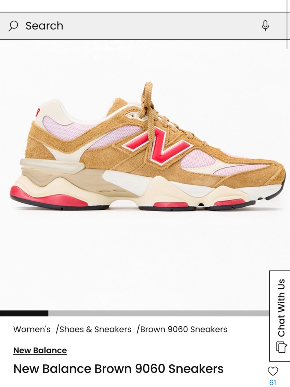 New Balance Women's 9060 Sneakers in Brown, Pink and Red